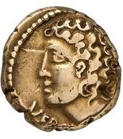 Stater of Vercingetorix horse facing right; crescent and amphora obverse image