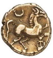 Stater of Vercingetorix horse facing right; crescent and amphora, Gaul, 53 BC - 52 BC reverse image
