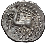 Quinarius with sword and pentagram, Gaul, 100 BC - 60 BC reverse image