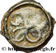 Potin with head to the left and dextrorotatory swastika, Gaul, 80 BC - 50 BC reverse image