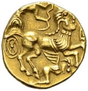 ¼ Gold Stater with plant on head Class V, Gaul, 200 BC - 100 BC reverse image