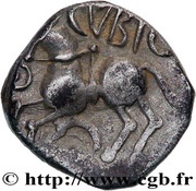 Denier with helmeted head CVBIO, Gaul, 90 BC - 10 BC reverse image