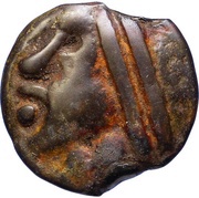 Potin with large helmeted head and smooth headband obverse image