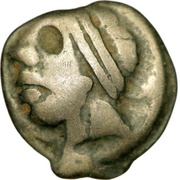 Potin with little helmeted head obverse image