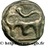 Potin with large head and without neck, Gaul, 100 BC - 52 BC reverse image