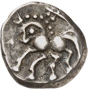 Silver Drachm with horse and caduceus, Gaul, 120 BC - 75 BC reverse image