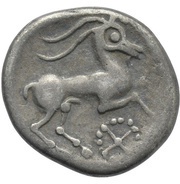 Silver Drachm with goat and rowel, Gaul, 100 BC - 85 BC reverse image
