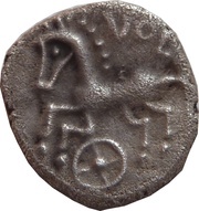 Denier VOL with horse and rowel, Gaul, 80 BC - 75 BC reverse image