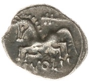 Denier VOL with horse and caduceus, Gaul, 70 BC - 61 BC reverse image