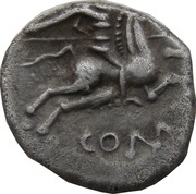 Denier with rider BRI / COMA, Gaul, 80 BC - 70 BC reverse image