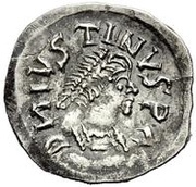 ¼ Siliqua In the name of Justin I and Theoderic; Sirmium; regular S with angled bust obverse image