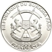 500 Francs CFA Lilac Breasted Roller obverse image