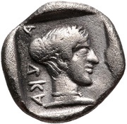 Obol Kleitor, Greece (ancient), 460 BC - 450 BC reverse image
