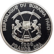 1000 Francs CFA Red Deer Stag obverse image