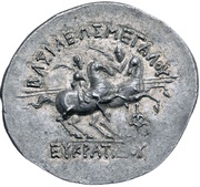Tetradrachm - Eukratides I, Greece (ancient), 170 BC - 145 BC reverse image