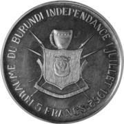 5 Francs - Mwambutsa IV Independence reverse image