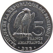 5 Francs Stephanoaetus coronatus reverse image