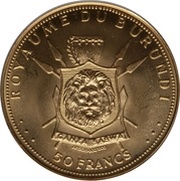 50 Francs - Mwambutsa IV 50th Anniversary reverse image