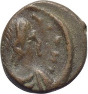Nummus - Justinian I Carthage; ☧ obverse image
