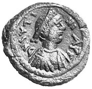 5 Nummi - Justinian I Constantinopolis; Type ☧ obverse image