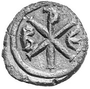 5 Nummi - Justinian I Constantinopolis; Type ☧, Byzantine states, 527-565 reverse image