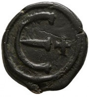 5 Nummi - Justinian I Constantinopolis; Type ♰, Small Module reverse image