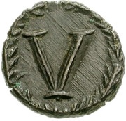 5 Nummi - Justinian I Rome; V, Large Module, Byzantine states, 527-565 reverse image