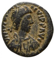 5 Nummi - Justinian I Uncertain Mint; V, Small Module obverse image