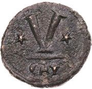 5 Nummi - Tiberius II Catania, Byzantine states, 578-582 reverse image