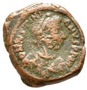 8 Nummi - Justinian I Thessalonica; Type ✶ ☩ ✶ obverse image