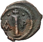 10 Nummi - Justinian I Thessalonica; Type • ☩ •, Byzantine states, 527-565 reverse image