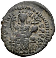 10 Nummi - Justinian I Antioch; Enthroned obverse image