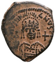 10 Nummi - Justinian I Antioch; τHЧϱ, Bust Facing obverse image