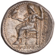 Tetradrachm In the name of Alexander III; Babylon, Greece (ancient), 323 BC - 317 BC reverse image