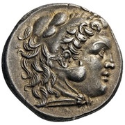 Tetradrachm - Antigonos II/Demetrios II Kallatis; Alexander III imitation obverse image