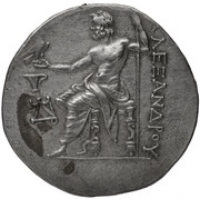 Tetradrachm In the name of Alexander III; Cyme, Greece (ancient), 215 BC - 200 BC reverse image