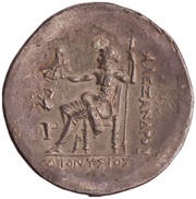 Tetradrachm In the name of Alexander III; Cyme, Greece (ancient), 188 BC - 170 BC reverse image