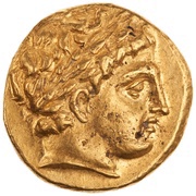 Stater In the name of Philip II; Pella obverse image