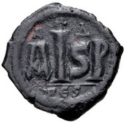 16 Nummi - Justinian I Thessalonica; Type A ☩ Δ, Byzantine states, 527-565 reverse image
