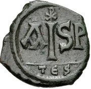 16 Nummi - Justinian I Thessalonica; Type ☧, Byzantine states, 527-565 reverse image