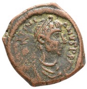 16 Nummi - Justinian I Thessalonica; Type ☩ ⳨ ☩ obverse image