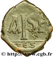 16 Nummi - Justinian I Thessalonica; Type 'no mark', Byzantine states, 527-565 reverse image