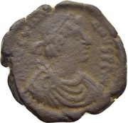 16 Nummi - Justinian I Thessalonica; Type I W K obverse image