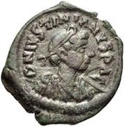 16 Nummi - Justinian I Thessalonica; Type ☩, no mint-mark obverse image