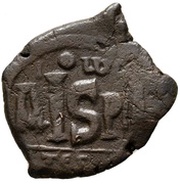 16 Nummi - Justinian I Thessalonica; Type I • W, Byzantine states, 527-565 reverse image