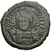 20 Nummi - Justinian I Antioch; ΘV; Bust Facing obverse image