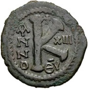 20 Nummi - Justinian I Antioch; ΘV; Bust Facing, Byzantine states, 539-540 reverse image