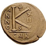 20 Nummi - Justinian I Carthage; S, Bust Facing, Byzantine states, 539-543 reverse image