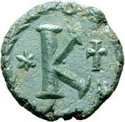 20 Nummi - Justinian I Rome; ✶K♰, Byzantine states, 539-565 reverse image