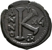 20 Nummi - Justinian I Antioch; CH; Bust Facing, Byzantine states, 542-543 reverse image
